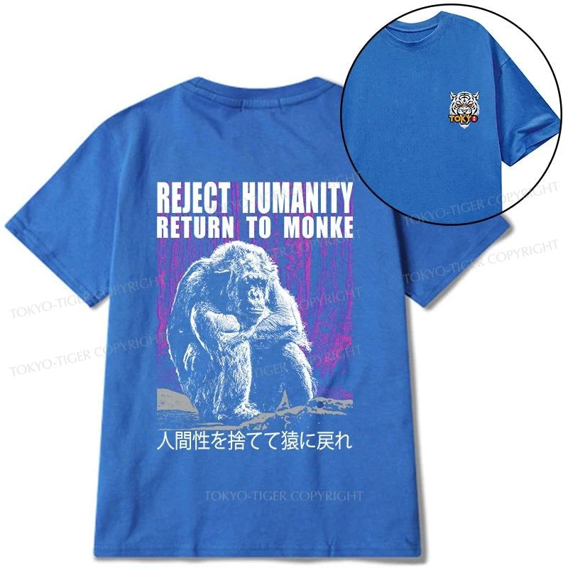 Tokyo-Tiger Reject Humanity Return To Monkey Front Back Classic T-Shirt