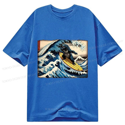 Tokyo-Tiger Dinosaur Surfing Japanese Classic T-Shirt