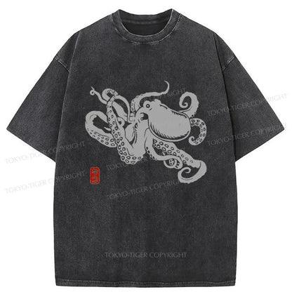 Tokyo-Tiger Japanese Octopus Washed T-Shirt