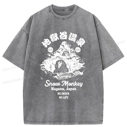 Tokyo-Tiger Monkey In Hot Spring Washed T-Shirt