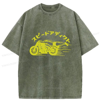 Tokyo-Tiger Speed Adapt Motorcycle Washed T-Shirt