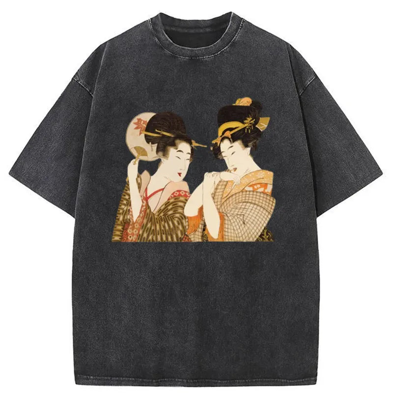 Tokyo-Tiger Vintage Geisha Girls in Kimonos Washed T-Shirt