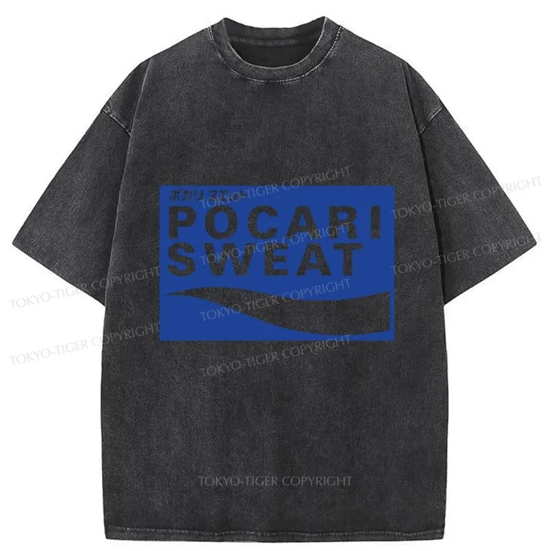 Tokyo-Tiger POCARI SWEAT Logo Washed T-Shirt