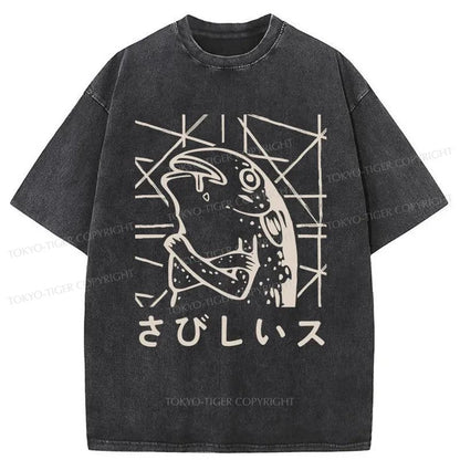 Tokyo-Tiger Lonely Fish Washed T-Shirt