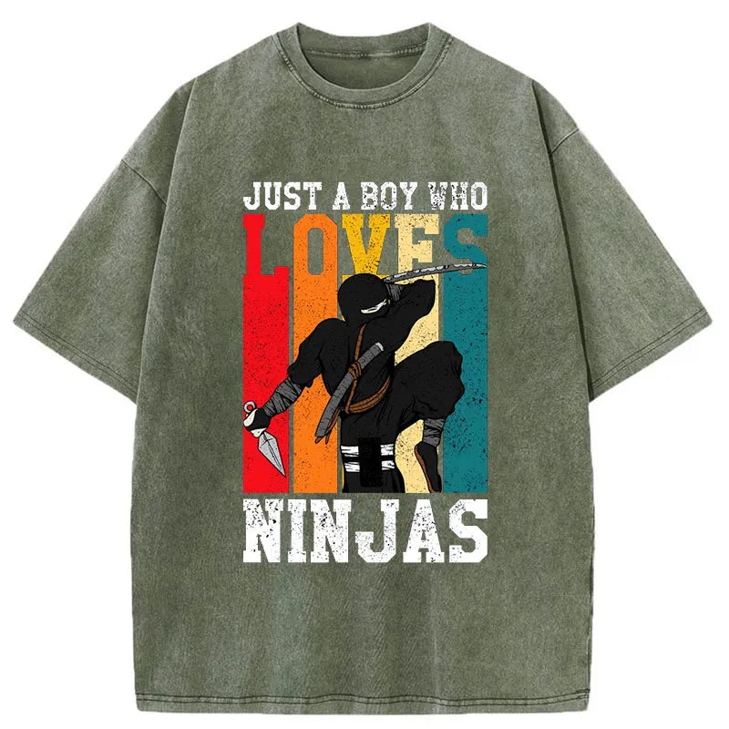 Tokyo-Tiger Janpanese Ninjas Rainbow Washed T-Shirt