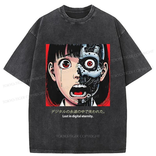 Tokyo-Tiger Cyborg Girl Washed T-Shirt