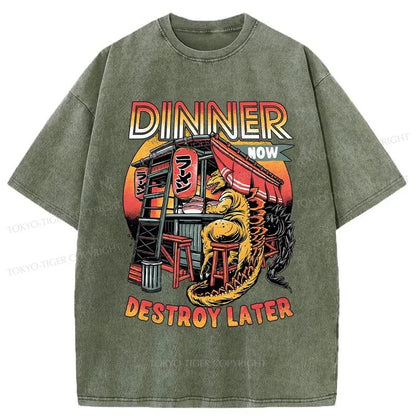 Tokyo-Tiger Dinner Now Destroy Later Washed T-Shirt