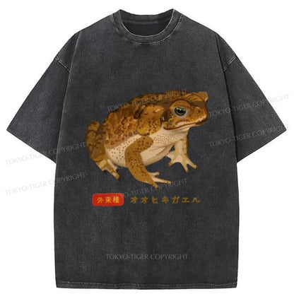 Tokyo-Tiger Brown Frog Japan Washed T-Shirt