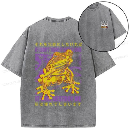 Tokyo-Tiger A Frog Prone To Emotional Breakdown Front Back Washed T-Shirt