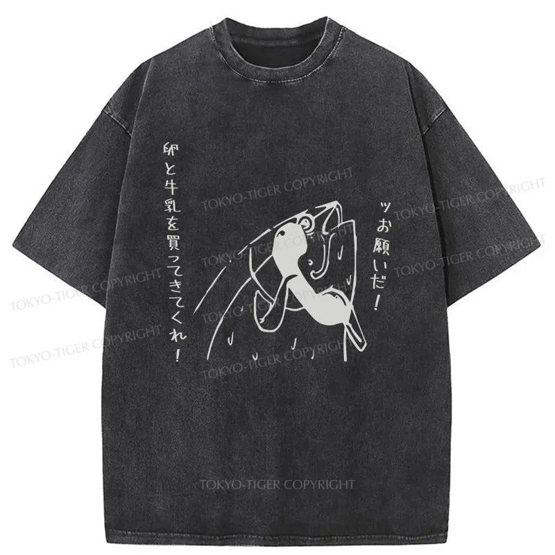 Tokyo-Tiger A Fish On The Phone Washed T-Shirt