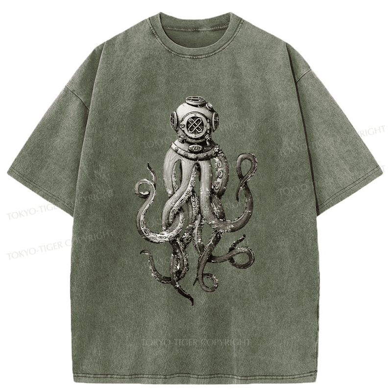 Tokyo-Tiger Terror Octopus Japanese Washed T-Shirt