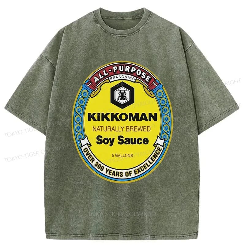 Tokyo-Tiger Kikkoman Soy Sauce Logo Washed T-Shirt