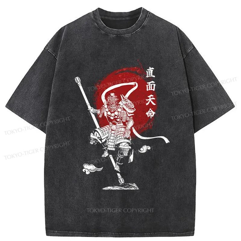 Tokyo-Tiger Face Destiny Wukong Washed T-Shirt