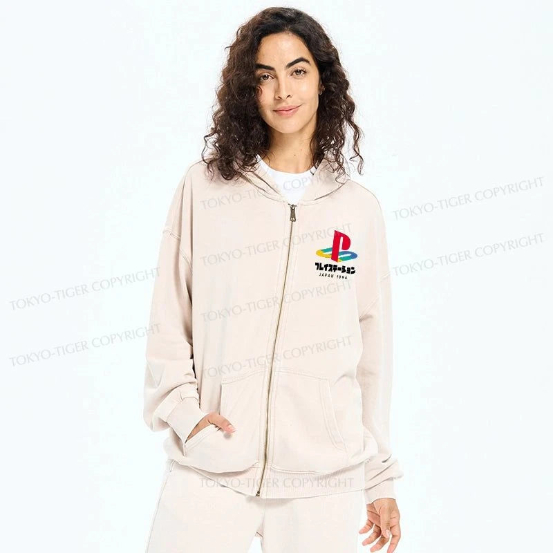 Tokyo-Tiger Playstation Japan 1994 Washed Zip Hoodie