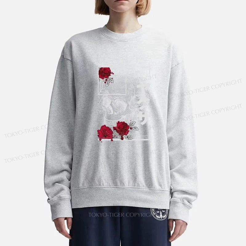 Tokyo-Tiger Skull Roses Japanese Aesthetic Sweatshirt