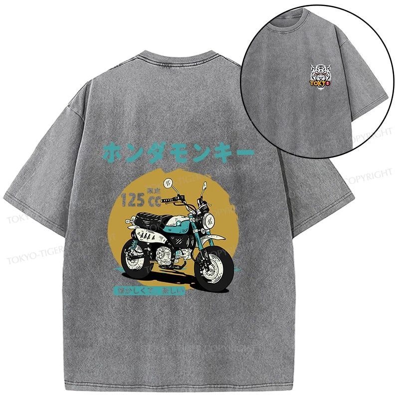 Tokyo-Tiger Honda Motorcycle Japanese Front Back Washed T-Shirt