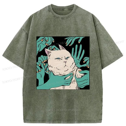 Tokyo-Tiger Scary Cat Japanese Washed T-Shirt