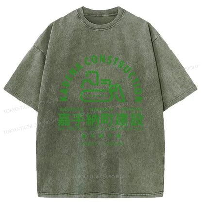 Tokyo-Tiger Kadena Okinawa Construction Japanese Washed T-Shirt