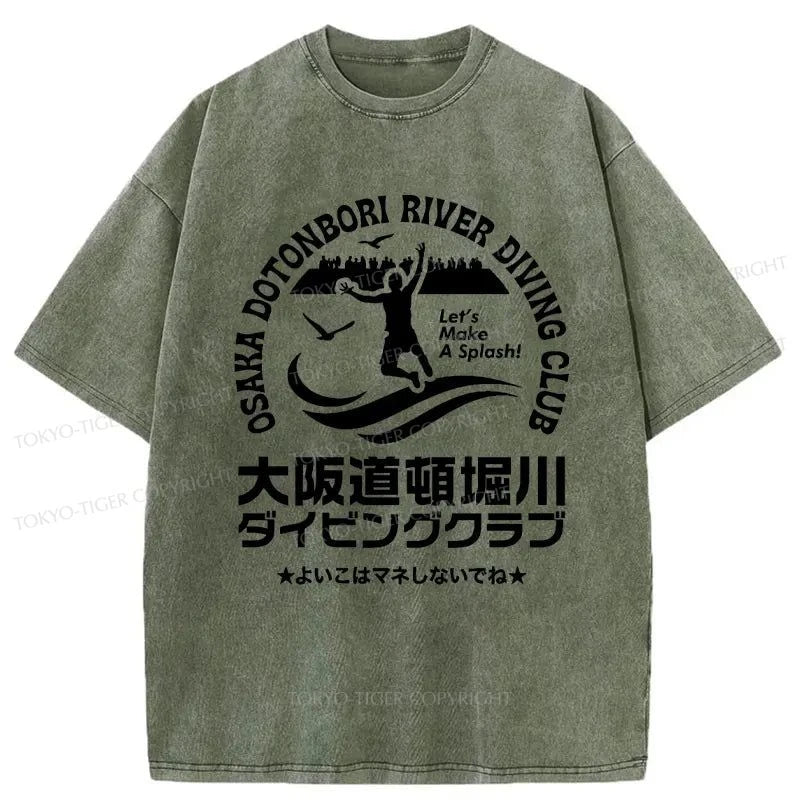 Tokyo-Tiger Osaka Dotonbori Diving Club Washed T-Shirt