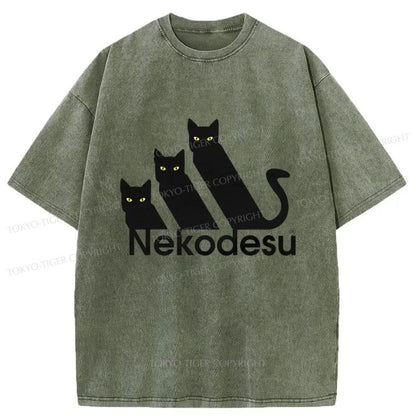 Tokyo-Tiger Nekodesu Japanese Washed T-Shirt