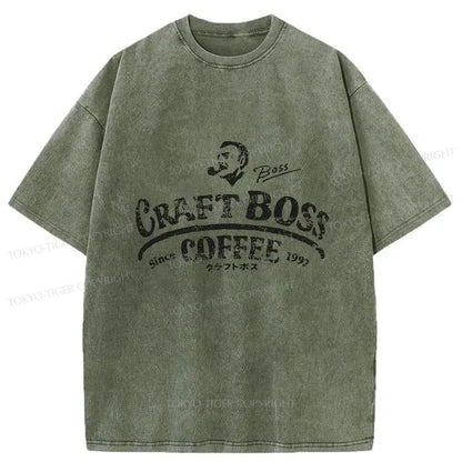 Tokyo-Tiger Craft Boss Coffee Logo Washed T-Shirt