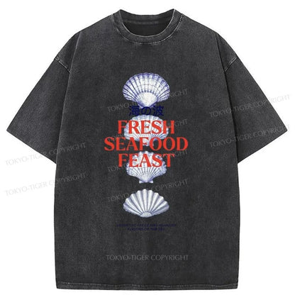 Tokyo-Tiger Fresh Seafood Feast Washed T-Shirt