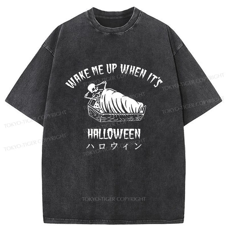 Tokyo-Tiger Wake Me Up When It's Halloween Washed T-Shirt