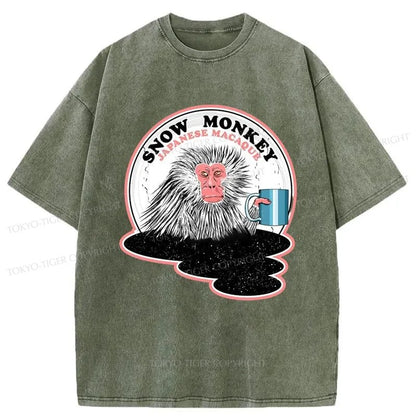 Tokyo-Tiger Macaque Snow Monkey Japanese Washed T-Shirt