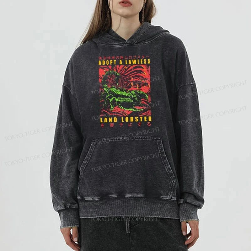 Tokyo-Tiger Adopting A Land Lobster Japanese Washed Hoodie