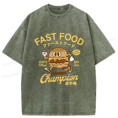 Tokyo-Tiger Fast Food Japanese Washed T-Shirt