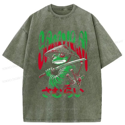 Tokyo-Tiger Frog Warrior Japanese Washed T-Shirt