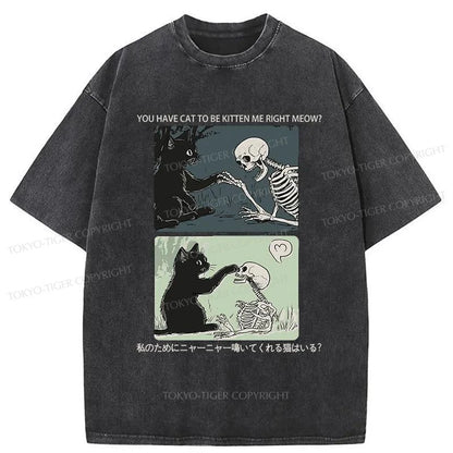 Tokyo-Tiger Gentle Cat Japanese Washed T-Shirt