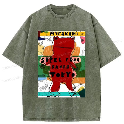 Tokyo-Tiger Super Frog Saves Tokyo Washed T-Shirt