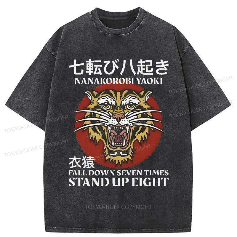 Tokyo-Tiger Retro Tiger Japanese Washed T-Shirt