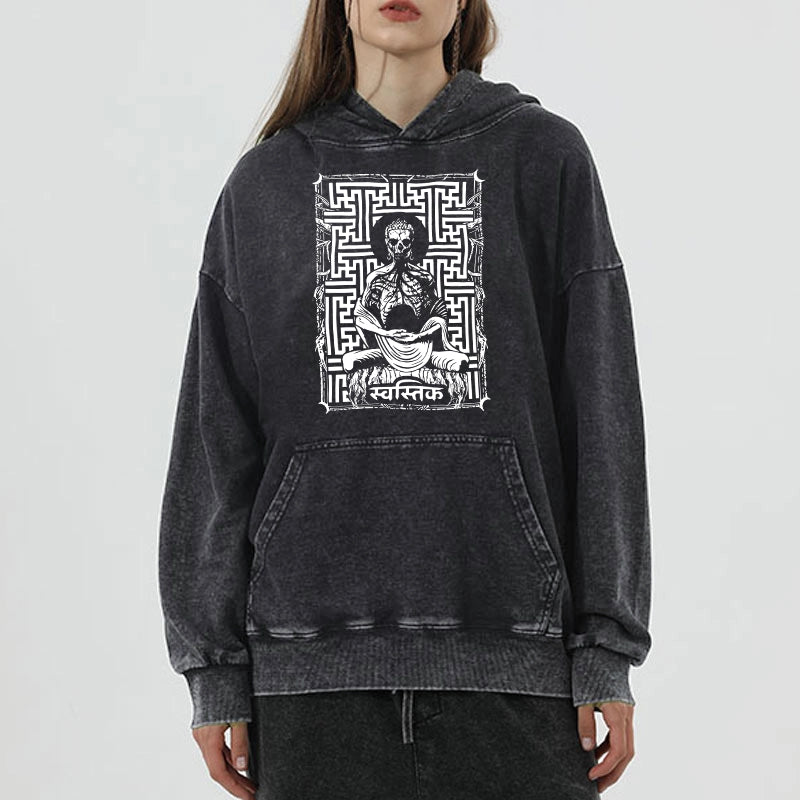 Tokyo-Tiger Sayagata Buddha Graphic Washed Hoodie