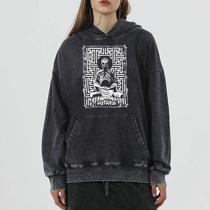 Tokyo-Tiger Sayagata Buddha Graphic Washed Hoodie