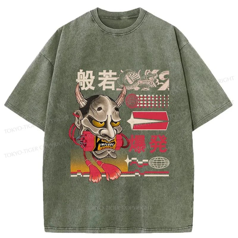 Tokyo-Tiger Hannya Mask Japanese Washed T-Shirt