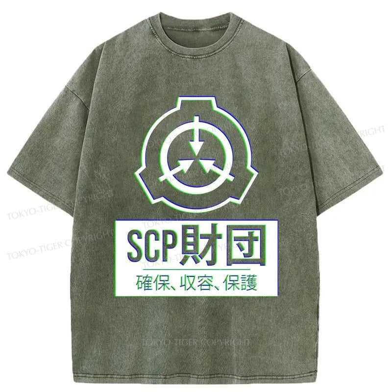 Tokyo-Tiger SCP Foundation Logo Washed T-Shirt