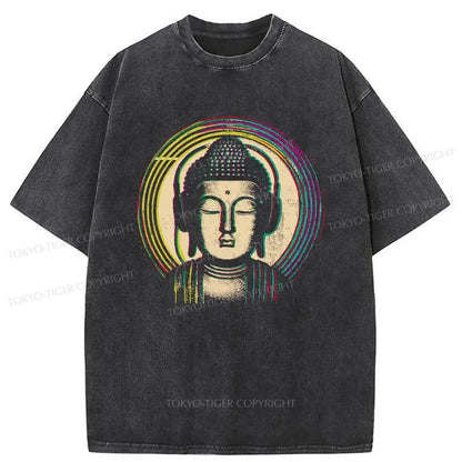 Tokyo-Tiger Buddha With Headphones Washed T-Shirt