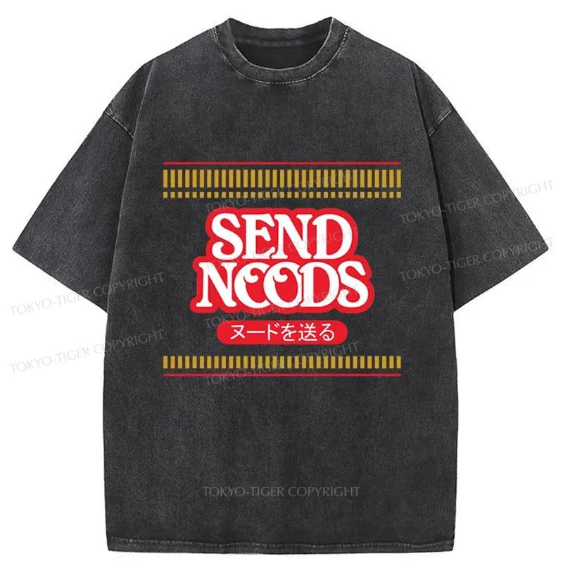 Tokyo-Tiger Send Noods Logo Japanese Washed T-Shirt