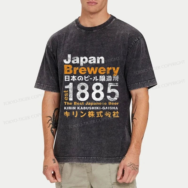 Tokyo-Tiger Japan Brewery Kirin 1885 Washed T-Shirt