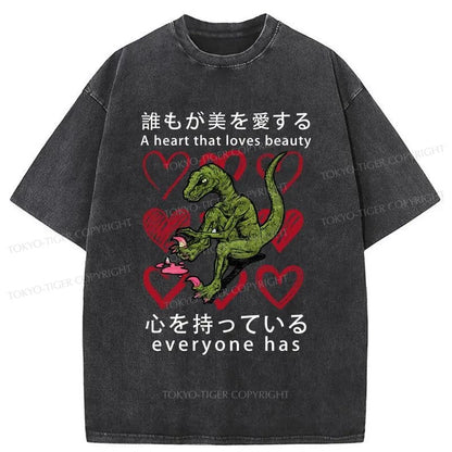 Tokyo-Tiger Dinosaur Nail Polish Japanese Washed T-Shirt