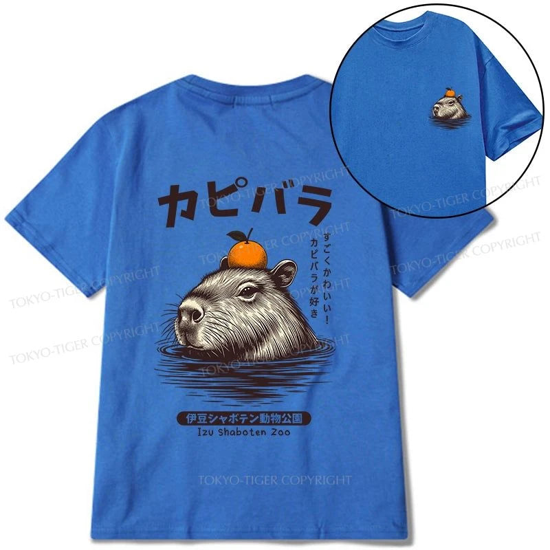 Tokyo-Tiger Capybara Hot Spring Front Back Classic T-Shirt