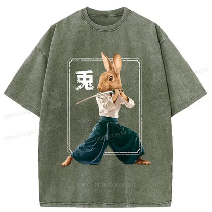 Tokyo-Tiger Japanese Rabbit Ninja Washed T-Shirt