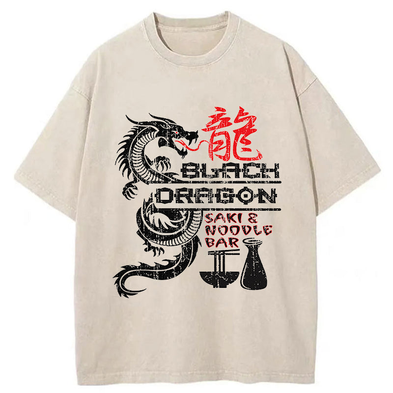 Tokyo-Tiger Black Dragon Sake Noodle Bar Washed T-Shirt