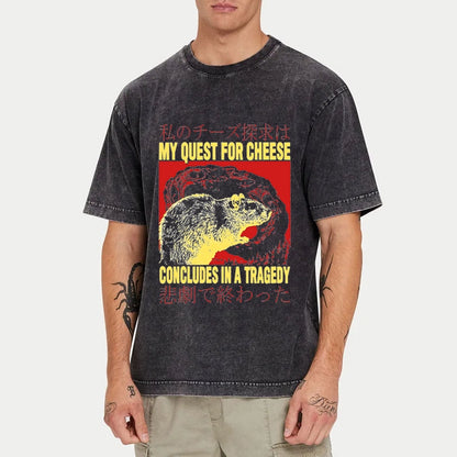 Tokyo-Tiger My Quest For Cheese Rat Japanese Washed T-Shirt
