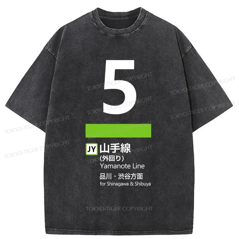 Tokyo-Tiger Yamanote Line 5 Japanese Washed T-Shirt