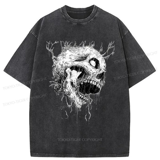 Tokyo-Tiger Terrifying Skull Japan Washed T-Shirt