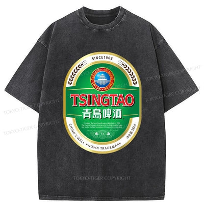 Tokyo-Tiger Tsingtao Beer Logo Washed T-Shirt