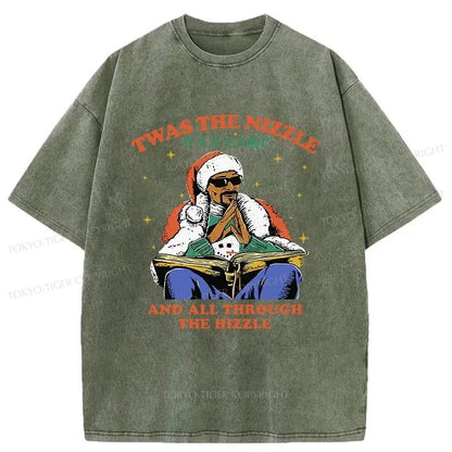 Tokyo-Tiger Christmas Funny Man Japan Washed T-Shirt